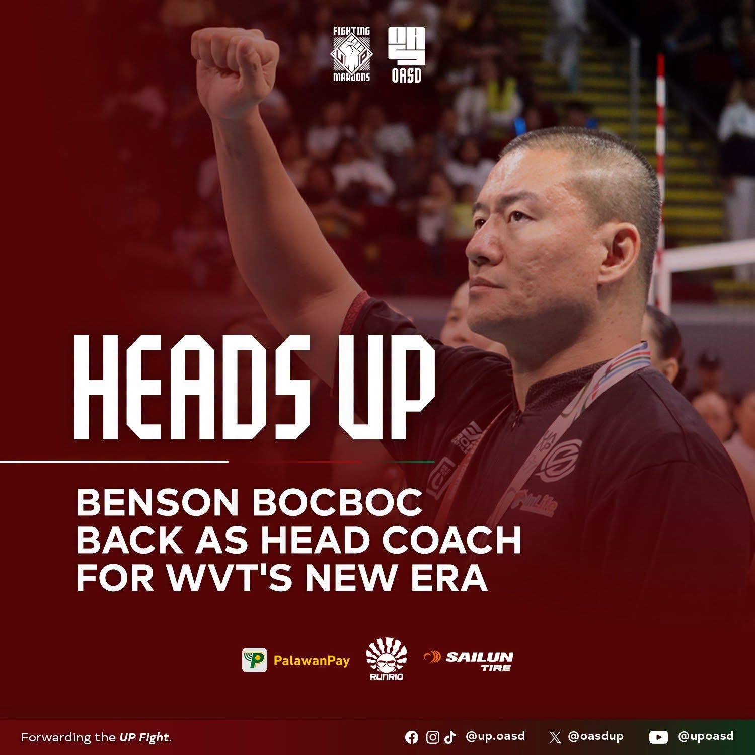 Benson Bocboc back as head coach for WVT's new era